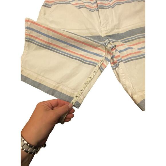 Arizona Jean Co Mens Shorts White, Blue/Red Stripes, size 34 pockets belt loop - Picture 9 of 12